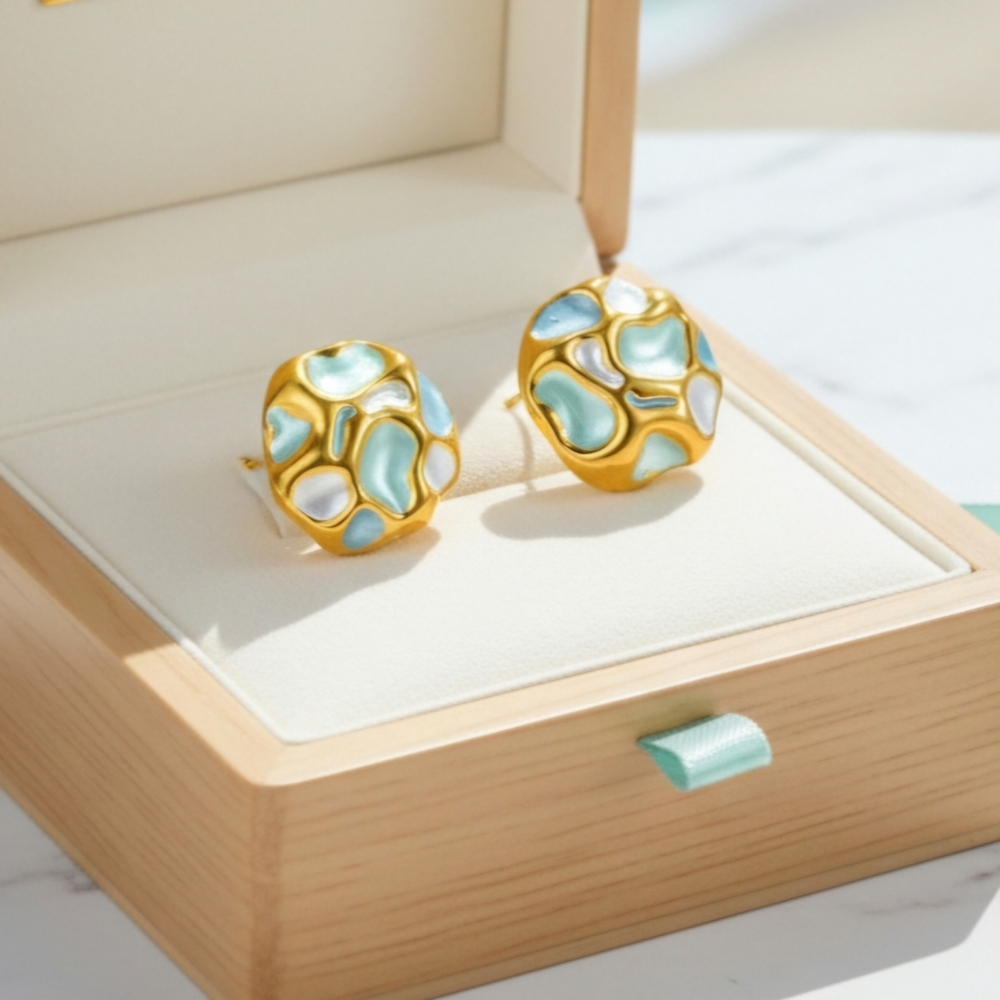 Gold and Aqua Statement Earrings